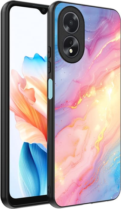 Smartphonica Telefoonhoesje Geschikt voor Oppo A18 met Regenboog Glitter Marmer Opdruk - TPU Backcover Case Rainbow Glitter Marble Design geschikt voor Oppo A18
