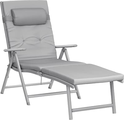 Ligstoel inklapbaar verstelbaar 183 x - 183x60x39 cm - Grijs - 183 x 60 x 39 - Medahomestore