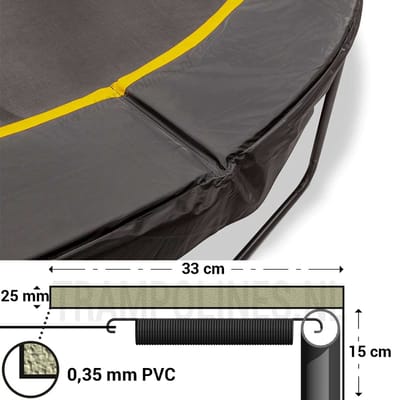 Magic Jump Trampoline Beschermrand 240 - 245 cm Zwart - Ronde trampoline rand - Extra breed randkussen