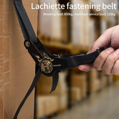 Candala Spanbanden met ratel, sjorbanden met S-haken, ratelriemen, vrachtriemen, riemen met gecoate S-haken voor het hanteren van apparaten, grote voorwerpen, 2 struks