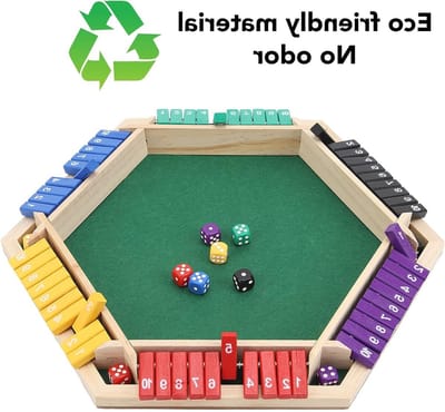 Shut The Box Spel voor 1-6 Spelers, Houten Tafelversie met 12 Dobbelstenen voor Feestjes en Spelletjesavonden