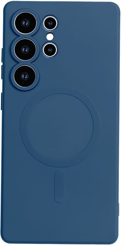 Casemania Hoesje Geschikt voor Samsung Galaxy S25 Ultra - Donker Blauw - Liquid Siliconen Back Cover Case - met Sterke magneetring geschikt voor MagSafe - Telefoon hoes met Camera Bescherming