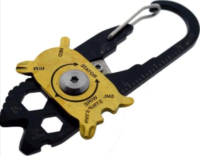 Multitool Sleutelhanger - Zakgereedschap Gadget - Voorbereid Zijn - 20 Functies - 80x25 mm - Zwart Geel
