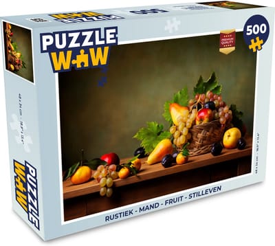 Puzzel Rustiek - Mand - Fruit - Stilleven - Legpuzzel - Puzzel 500 stukjes