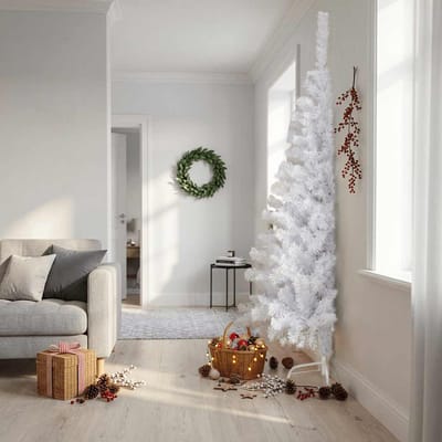 vidaXL Kunstkerstboom met standaard half 210 cm PVC groen