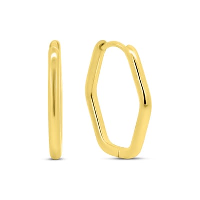 CO88 Collection - 8CE-70571 - Stalen Oorringen- Oorbellen - Hexagon - 20mm - Goudkleurig