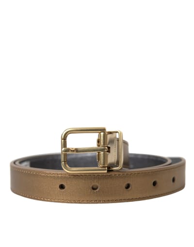 Dolce & Gabbana Metallic Gouden Kalfsleer Metalen Gesp Ceintuur