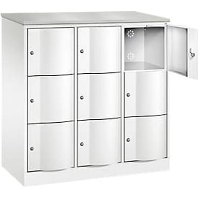 C+P Resisto lockerkast, 3 vakken, 9 vakken, B 1148 x D 540 x H 1255 mm, lichtgrijs