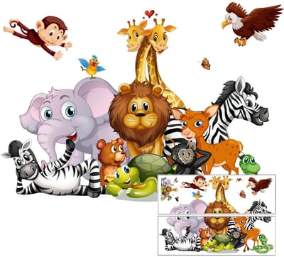 Allecto - 3D Jungle Dier Wandstickers - Kinderen - Decoratie - Kleurvol - Muurstickers - Dierenthema - Geschikt voor Kinderkamer