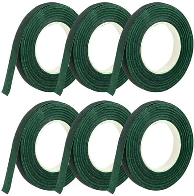 6 Roll Bloemist Tape, Donkergroene Bloemenband Bloemenstam Wrap Tape Boeket Tape 12MM × 27Meter/88,6 Voet per Rol voor Boeket Bloemen Kunstmatige Bloem Ontwerp Decoratie Trimmen (6 stuks)