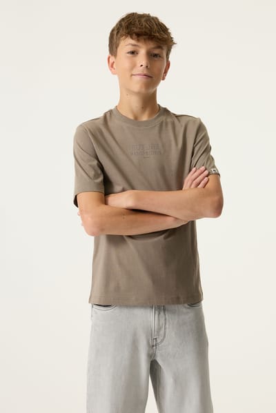 GARCIA Jongens Tekst Print T-shirt Bruin Korte mouw