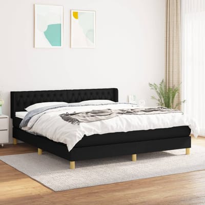 vidaXL - Boxspring - met - matras - stof - zwart - 180x200 - cm