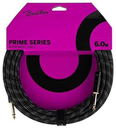Boston GCRB-60 Prime Series Black Tweed Gitaarkabel Recht 6 Meter