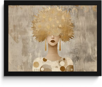 Poster in lijst - Fotolijst 40x30 cm - Posters - Goud - Portret - Vrouw - Posterlijst zwart - Decoratie - Wanddecoratie woonkamer - Muurdecoratie slaapkamer