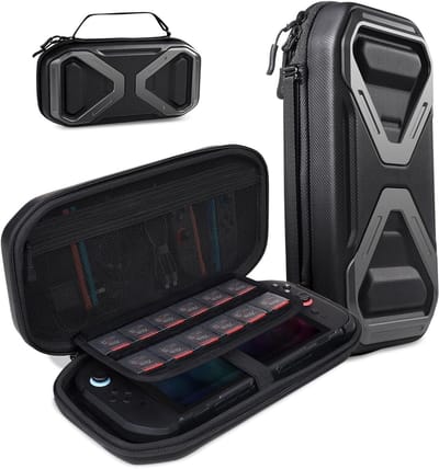 SUPCASE Opberghoes Geschikt voor Nintendo Switch 2 - Beschermhoes Game Card Organizer - Travel Case - Opbergruimte 24 Gamecards, SD Kaarten, Oplader, Joy Cons - Hoesje met Ritssluiting - Zwart