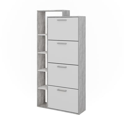 Vicco Orlando Schoenenkantelaar – 80 x 166.1 cm met 4 compartimenten Wit/beton