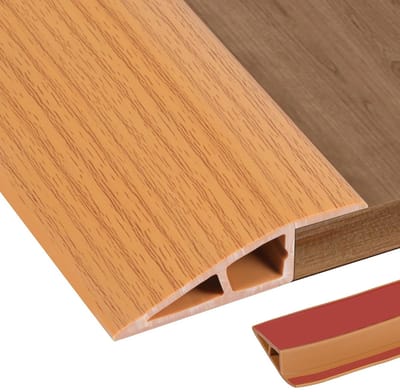 PVC vloer overgangsstrip, zelfklevend, voor hoogteverschil van 1 cm, 5 cm breed, ideaal voor vloeren en drempels, eiken geel