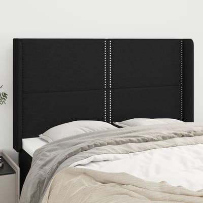 vidaXL - Hoofdbord - met - randen - 147x16x118/128 - cm - stof - zwart