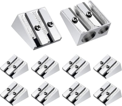 Dailygoods - cobee Dubbele Gat Puntenslijper, 10 stks Aluminiumlegering Mini Puntenslijper voor Potloden Handheld Metalen Slijper voor Scholen Kantoren Kunst