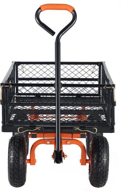 Dump Truck - Metalen tuinkar met eenvoudig te monteren frame, 880 lbs capaciteit, converteerbare 2-in-1 handgreep, multifunctionele kruiwagen met 10-inch banden