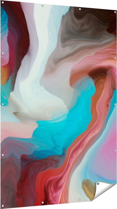 Gards Tuinposter Abstracte Kunst - Kleurrijke Golven - 120x180 cm - Tuindoek - Tuindecoratie - Wanddecoratie buiten - Tuinschilderij