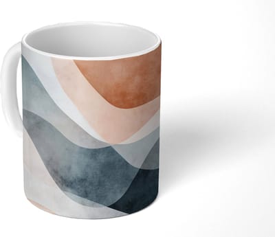 Mok - Koffiemok - Abstract - Golven - Blauw - Mokken - 350 ML - Beker - Koffiemokken - Theemok