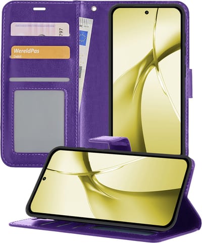 Hoesje - Met Pasjeshouder - Geschikt voor OnePlus Nord CE4 - Luxe Bookcase Portemonee - Flip Case - Kunstleer Book Case - Flipcase - Book Cover - Walletcase - Portemonneehoes - Telefoonhoesjes - Paars