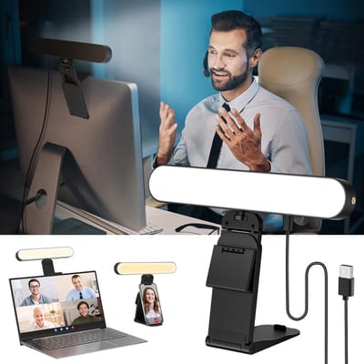 Thijox - RealPlus Videoconferentie Verlichting met Multifunctionele Houder, 3 Lichtkleuren & 10 Helderheidsniveaus, Ideaal voor Streaming, Video-oproe