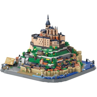 1392 stuks Saint Michaels Mount Bouwstenen Model Bouwspeelgoed Verzamelspeelgoed Kleine Deeltjes Assemblage DIY Set beige