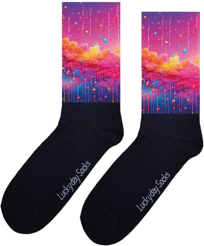 LuckyDay Socks - Abstract - Verf wolk - Grappige sokken - Origineel cadeau - Verjaardag cadeau - Trend nu - Opkikker - Vrolijke sokken - Cadeautje - Grappig cadeau - Kunst sokken - Geslaagd cadeau - Kerstcadeau - Vaderdag - Moederdag - Maat 37-44