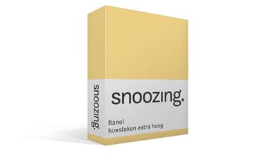 Snoozing - Flanel - Hoeslaken - Extra Hoog - Eenpersoons - 80/90x200 cm - Geel