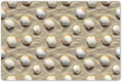Placemats 45x30 cm - Placemat kunststof - 1 stuk - Schelpen - Zand - Maritiem - Borden onderleggers - Decoratie voor op tafel - Keuken tafeldecoratie accessoires - Vinyl onderlegger - Tafelversiering
