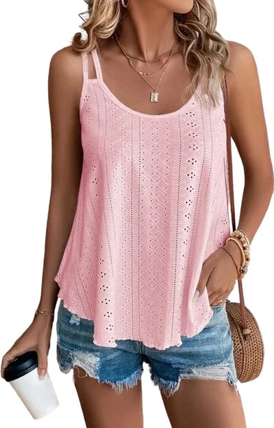 Dames Zomer Hemd - Roze Shirt - Geweven Top - Gebreid - Kant - Fashion