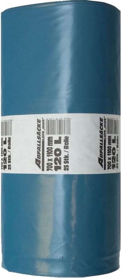 Extra Sterke Vuilniszakken 120 Liter - 25 Stuks Blauw 80my LDPE