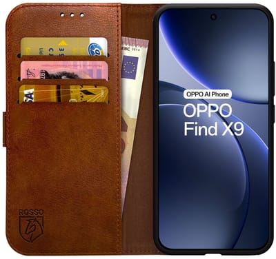 Rosso Element Geschikt voor Oppo Find X9 | Wallet Book Case | Portemonnee Hoesje | 3 Pasjes | Magneetsluiting | Stand Functie | Bruin