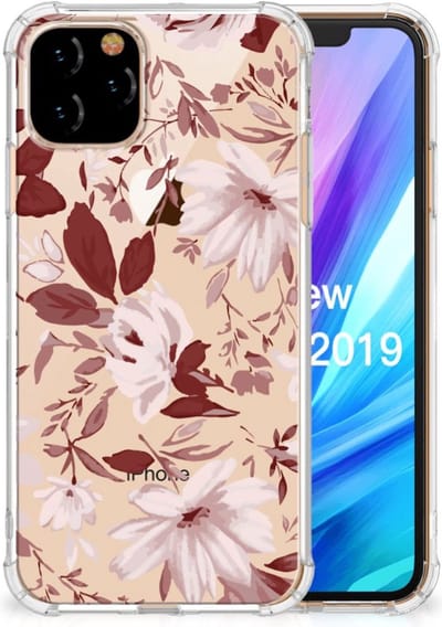 TPU Case Anti-Shock voor Back Cover Apple iPhone 11 Pro Watercolor Flowers