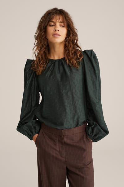 We Fashion Blouse Dark Green Size: L | Long-Sleeved Tops Outlet | Dames | Groen