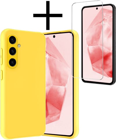 Hoesje - Met Screenprotector - Geschikt voor Samsung Galaxy A36 - Sterk & Shockproof - Back Cover - Siliconen Case - Telefoon Hoes - Geel