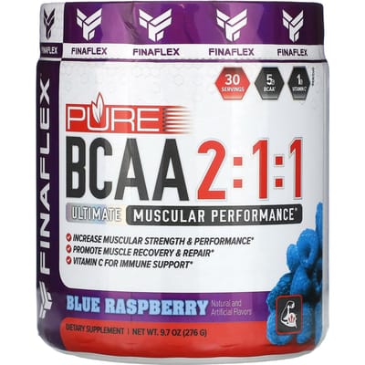 Finaflex, Pure BCAA 2:1:1, Blauwe Framboos, 9,7 oz (276 gr)