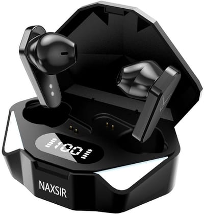 NAXSIR x15 Bluetooth-hoofdtelefoon, draadloze gamingheadset, digitale batterij-indicator, Bluetooth 5.0, zwart
