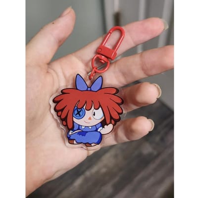 Anime Perifere Acryl Sleutelhanger voor Digital Circus Pomni Jax Ragatha Gangle Kinger Zooble Caine Gummigoo Rugzak Hanger Cadeau beige