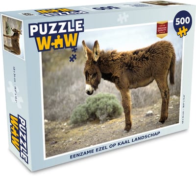Puzzel Eenzame ezel op kaal landschap - Legpuzzel - Puzzel 500 stukjes