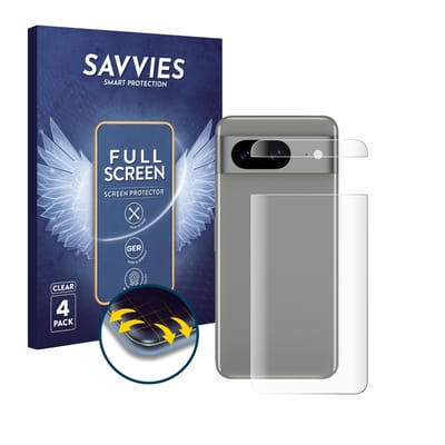 Savvies - Screenprotector voor Google Pixel 8 (Achterkant) - Folie Beschermfolie transparant volledig dekking 4 Stuks