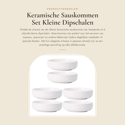 Dailygoods- Sauskommen Set van 6 - Keramisch - Dipschalen - Sojasausschaaltjes - Kruidenschalen - Multifunctioneel - Compact 8 x 8 cm - Dipkommen