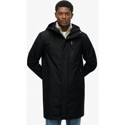 Superdry Tech Parka met Langere Achterkant en Capuchon Black Grootte: S