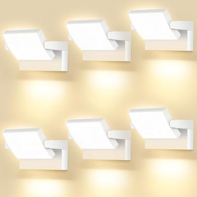 Led Buitenlampen - Wandlampen Tuinverlichting - Veilige Buitenverlichting - 350 Graden Draaibaar - 6 Stuks - Wit