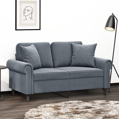 vidaXL - Tweezitsbank - met - sierkussens - 120 - cm - fluweel - donkergrijs