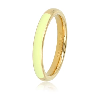 My Bendel - Goudkleurige Ring met Half Epoxy Groen - Goudkleurige Ring - Half Epoxy Groen - 3mm Breed - Stijlvol Accessoire - met Luxe Cadeauverpakking | Sieraden Voor Dames | Maat 16.00 Mm / Maat 50