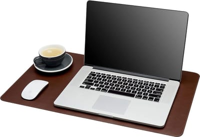 Kantoormat medium 61 x 35 cm donkerbruin - bureauschrijfblok voor computerbureau - elegante beschermhoes van PU-leer
