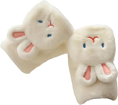 Warme winterhandschoenen voor dames - Meisjes Cartoon Bunny Ears Convertible Flap Vingerloze Dikke Handschoenen - 3D Bunny Warme Convertible Vingerloze Handschoenen - Geschikt voor dames en kinderen - Wit